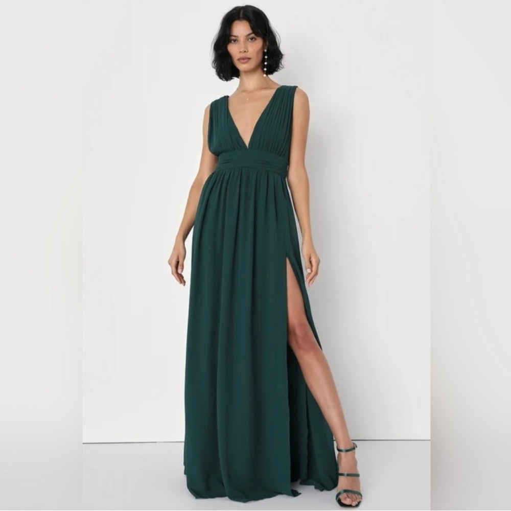 Heavenly Hues Forest Green Maxi Dress Lulu's NWT Small - Picture 1 of 6